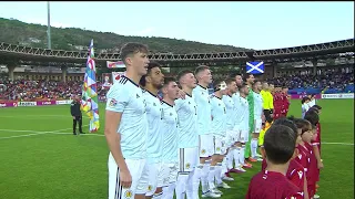 Scotland players and fans sing Flower of Scotland before facing Armenia in Yerevan