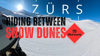 Skiing arlberg 2023 , ZÜRS Skiroute 170 between snow dunes