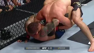 Khabib gets out of Poirier's guillotine