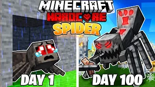 I Survived 100 DAYS as a SPIDER in HARDCORE Minecraft!