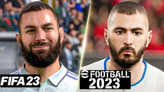 FIFA 23 vs eFootball 2023 - Real Madrid Player Faces Comparison (Benzema, Vinicius Jr, etc.. )