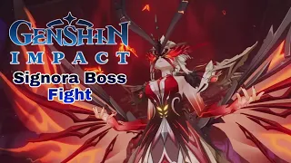 La Signora Boss Fight (Crimson Witch V.S. Aether) + Signora's Death [ CUTSCENE ] | Genshin Impact