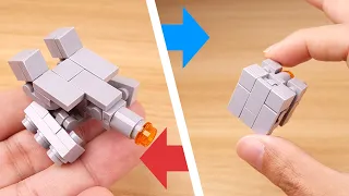 How to build LEGO brick micro cube type cannon tank transformer mech MOC - Cunnon