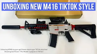 Unboxing M146 toy guns gel blaster electric gun TikTok style And Shooting test Power!