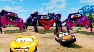 Lightning McQueen vs. Giant Spider Monsters in Intense Beamng Drive Chase Compilation