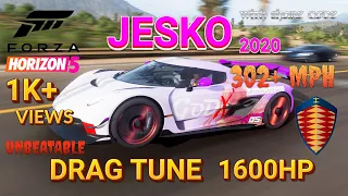 KOENIGSEGG JESKO 2020 DRAG TUNE (302+MPH)😍😏(1600HP)( beat the UNBEATABLE ) | Forza Horizon 5