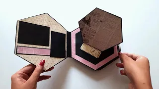 Hexagon Scrapbook Tutorial | Valentine Day Cards | Hexagonal Explosion box | By Crafts Space