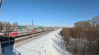 Электровоз ЭП20-054 с пассажирским поездом 063 Самара - Санкт-Петербург (Владимирская область)