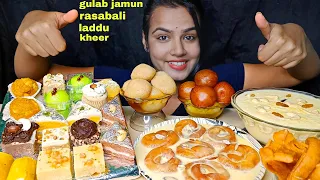 ASMR EATING RASGULLA, RASABALI, SANDESH,GULAB JAMUN, KHEER,JALEBI, LADDU,  INDIAN SWEET EATING SHOW