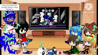 The GLITCH GANG reacts to FNF Sonic vocal catastrophe