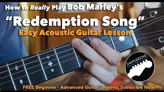 Bob Marley - Redemption Song - Easy Guitar Lesson, Chords and Tabs