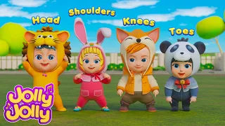 💪🏻Head shoulders knees and toes + MORE - Kindergarten song | Jolly Jolly Kids Songs & Nursery Rhym