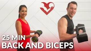 25 Min Back and Biceps Workout with Dumbbells at Home - Back and Bis Exercises for Women & Men