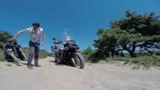 Getting an Adventure Bike Stuck in the Sand.