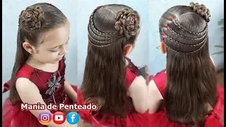 Penteado Elegante Fácil com Flor de Cabelo | Easy Hairstyle Braided Flower🌹