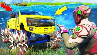 НАШЕЛ ПОД ВОДОЙ МАШИНУ КОЛЮЧКУ С САМЫМИ КОЛЮЧИМИ КОЛЕСАМИ В GTA 5 !- БИТВА ВОДОЛАЗОВ В ГТА 5 ОНЛАЙН