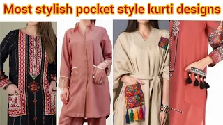 Most Trendy Pocket Style Kurtis Designs/Latest side Pocket Kurtis,Frocks/Front Pocket Designs