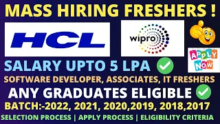 🔴WIPRO | HCL OFF CAMPUS DRIVE 2022 🔥|2021 |2020|2019 BATCH | ITJOBS FOR FRESHERS | RECRUITMENT 2022