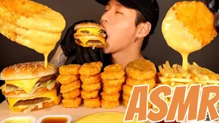 ASMR MUKBANG DOUBLE BIG MAC & CHEESY HASH BROWNS & CHICKEN NUGGETS (No Talking) EATING SOUNDS