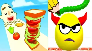 Satisfying Mobile Games ... Sandwich Run, Sandwich Runner, Juice Run, Smash To Draw, Ball Run 2048🔴