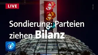 SPD, Grüne und FDP ziehen Bilanz der Ampel-Sondierungen | Livestream