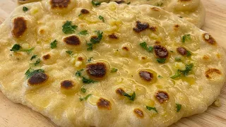 Soft Homemade Garlic Naan Recipe | Easy Flatbread in 30 Minutes | No Yeast Buttery Garlic Naan