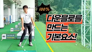 이상적인 아이언 다운블로. 오른발 킥 왼손목 사용