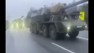 155-mm Zuzana howitzers of the Slovak army are transported to Latvia to the borders with Russia.