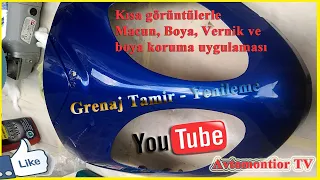 Motosiklet Grenaj Tamiri (Yenileme) macun, boya, vernik,boya koruma uygulaması Kısa görüntü Part1/2