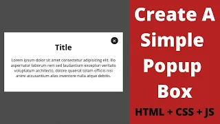 How to Create Simple Popup Box / Modal using HTML CSS & JavaScript