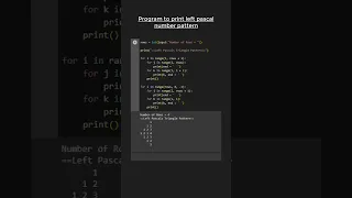 Program to print LEFT PASCAL NUMBER PATTERN in Python 🆒😁👍