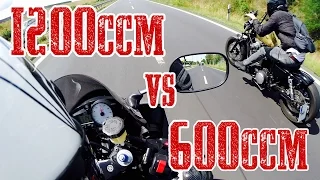 Yamaha R6 vs Harley Davidson 48 - 600ccm vs 1200ccm  [1080p]