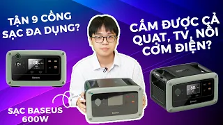 Trạm sạc BASEUS 600w, 180000mah | Sạc quạt 25w liên tục 24h, sạc laptop, điện thoại, tủ lạnh mini