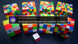 Solving 1x1 to 9x9 Rubik's Cubes While Doing a Q&A