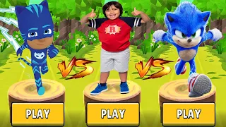 Tag with Ryan vs Sonic Dash vs PJ Masks Heroes - Ryan Kaji vs Movie Sonic vs Catboy - Gameplay