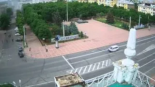 Луганск - авиаудар по зданию ОГА, web-камера 02.06.2014