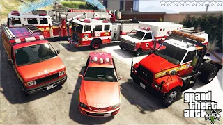 GTA 5 - Stealing Liberty City Fire Department Vehicles With Franklin! | (GTA V Real Life Cars #64)