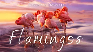 Beautiful Pink Flamingos Birds Blue Moon Universe