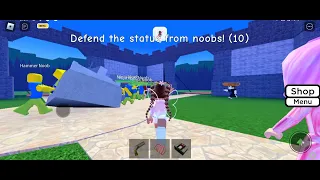 the noob statue getting destroyed 😭 (don't press the button 1)