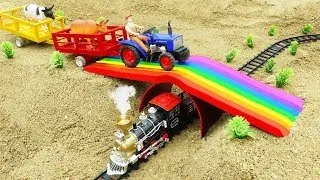 Bridge Construction Vehicles Concrete, Road Roller, Bulldozer | Funny stories police car