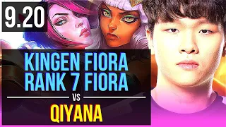 Kingen FIORA vs QIYANA (MID) | Rank 7 Fiora, 3 early solo kills | Korea Challenger | v9.20