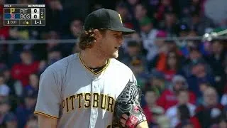 PIT@BOS: Harrison starts 4-6-3 double play