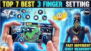 TOP 7 BEST 3 FINGER CUSTOM HUD FREE FIRE (MOVMENT+HEADSHOT)😎 BEST 3 FINGER CUSTOM HUD IN FF 2024 🔥