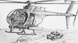 How To Draw an OH-6 Little Bird Helicopter
