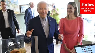 President Biden Makes An Unscheduled Campaign Stop At A Coffee Shop In Scranton, Pennsylvania