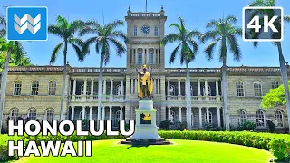 [4K] Downtown Honolulu in Oahu Hawaii USA - Walking Tour & Travel Guide 🎧 Binaural City Sound