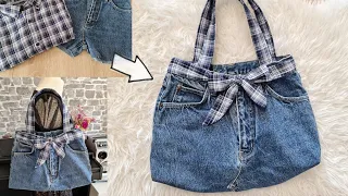 DIY Jeans Bag | Jeans Recycle Tutorial | Make a bag from old Jeans | Jeans Tasche nähen