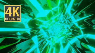 VJ LOOP NEON Teal Green Abstract Background Video 4k Shattered Tunnel Sci-Fi Screensaver for TV 10h