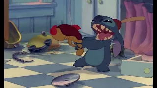 Stitch and Jumba Play "Hot Potato" With a Nearly-Exploded Gun