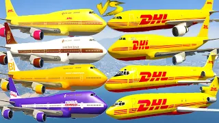 GTA V Every Boeing 747 Old School Style Airplanes VS Every DHL Airplanes Crash and Fail Compilation